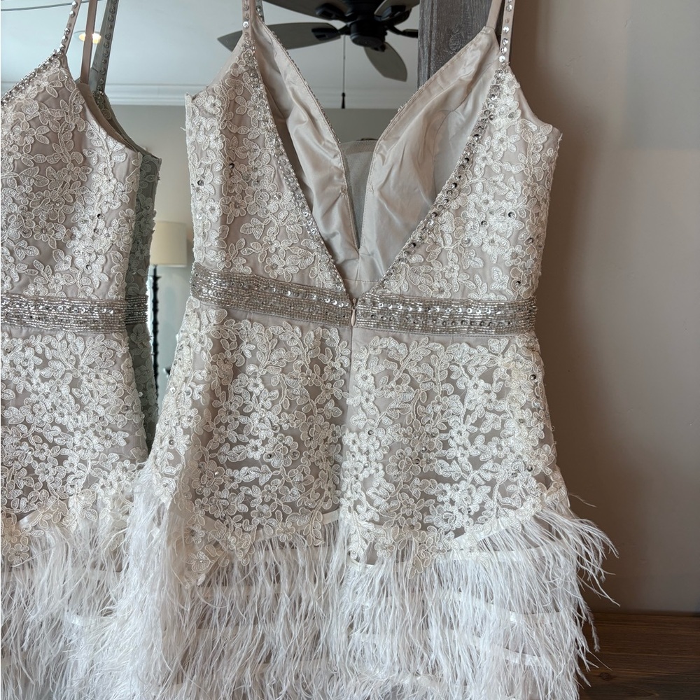 Elegant Lace and Feather Wedding Dress for after the ceremony. 2 dresses 1 price